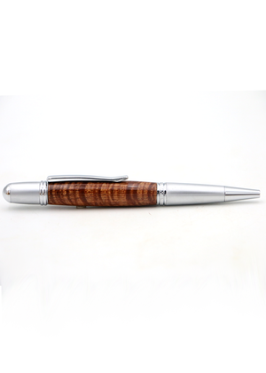 Hawaiian Koa Wood Gatsby Pen - Chrome/Satin Chrome