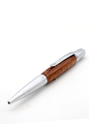 Hawaiian Koa Wood Gatsby Pen - Chrome/Satin Chrome