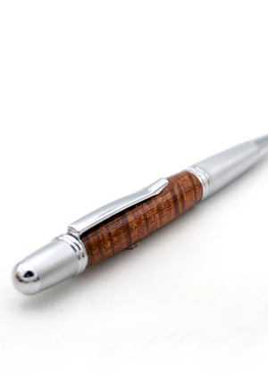 Hawaiian Koa Wood Gatsby Pen - Chrome/Satin Chrome