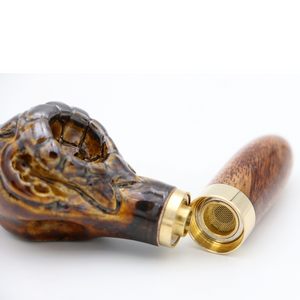 Koa Wood and Ceramic Honu Pipe