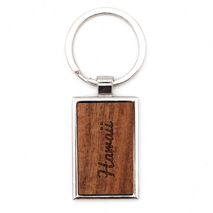 Hawaii Koa Wood and Chrome Keychain