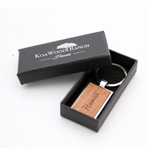 Hawaii Koa Wood and Chrome Keychain