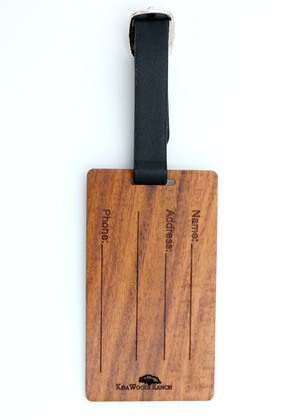 Koa Wood Luggage Tag - Hawaiian Islands Map
