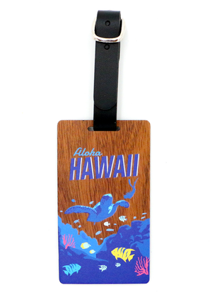Koa Wood Luggage Tag - Aloha Hawaii