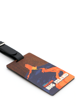 Koa Wood Luggage Tag - Volcano