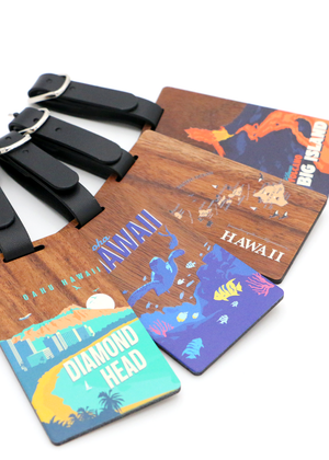 Koa Wood Luggage Tag - Aloha Hawaii