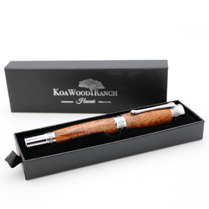 Hawaiian Koa Majestic Pen - Chroom met zwart titanium