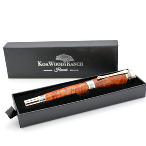 Hawaiian Koa Majestic Fountain Pen - Gold with Black Titanium