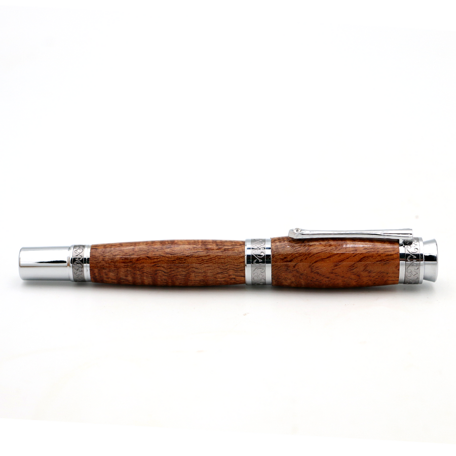 Hawaiian Koa Majestic Pen - Chroom met zwart titanium