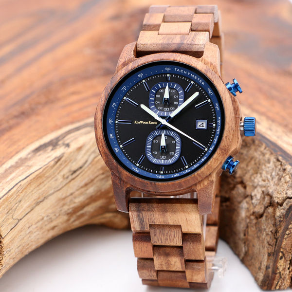 Mana Koa Wood Watch - Blue