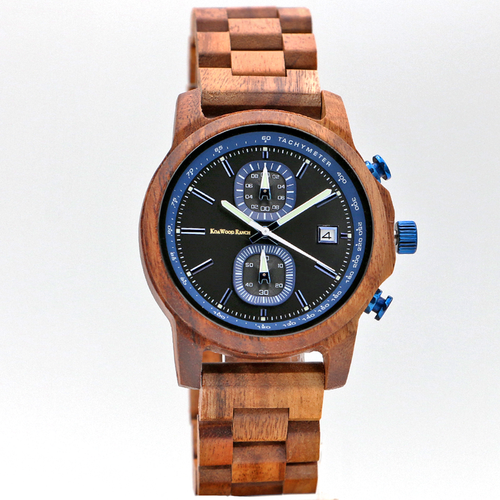 Mana Koa Wood Watch - Blue