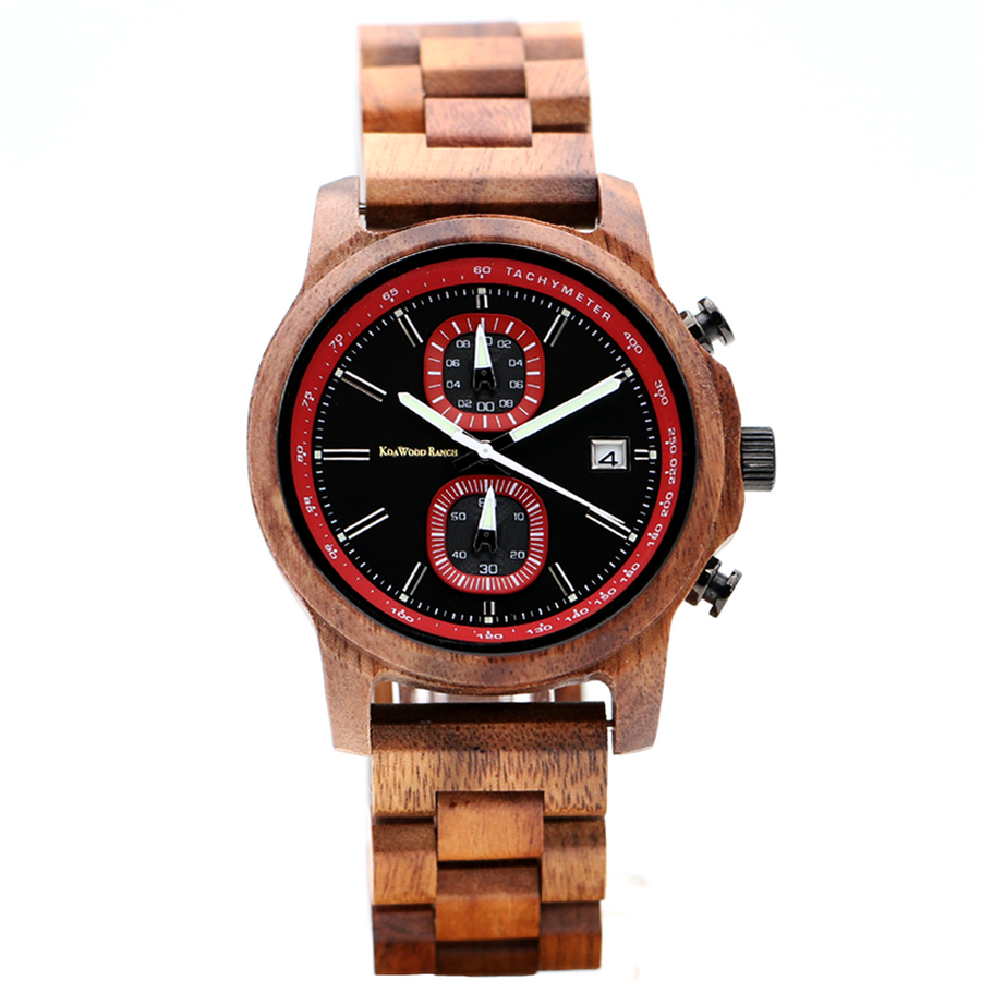 Mana Koa Houten Horloge - Rood