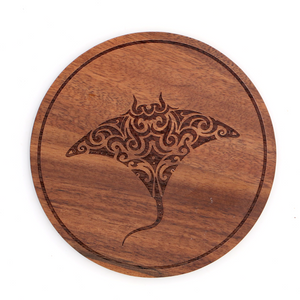Koa Wood Coasters Manta Ray