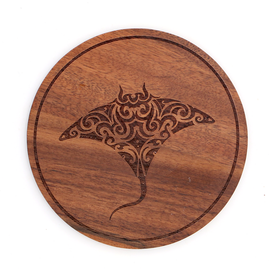 Koa Wood Coasters Manta Ray