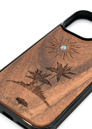 Koa Wood and Abalone Phone Case - Palm Trees