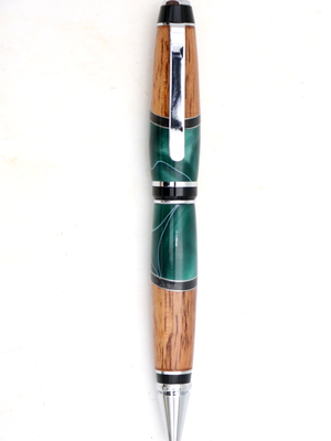 Hawaiian Koa and Forest Green Resin Cigar Pen
