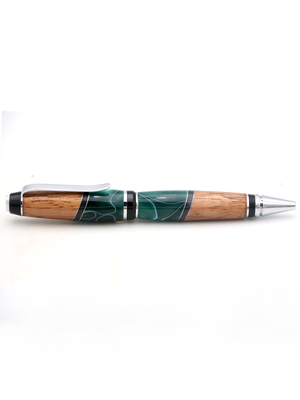 Hawaiian Koa and Forest Green Resin Cigar Pen
