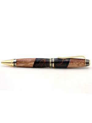 Hawaiian Koa and Grey and Orange Swirl Resin Cigar Pen