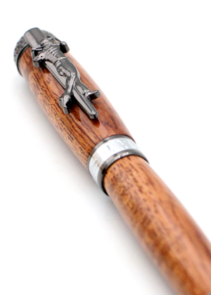 Hawaiian Koa Golf Pen - Gunmetal & Chrome Accent