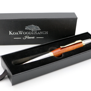 Hawaiian Koa Wood Gatsby Pen - Gold/ Platinum