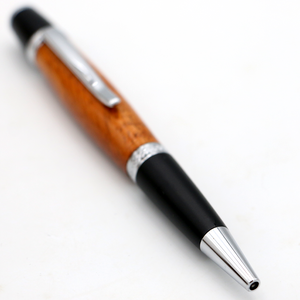 Hawaiian Koa Wood Gatsby Pen - Silver/Black
