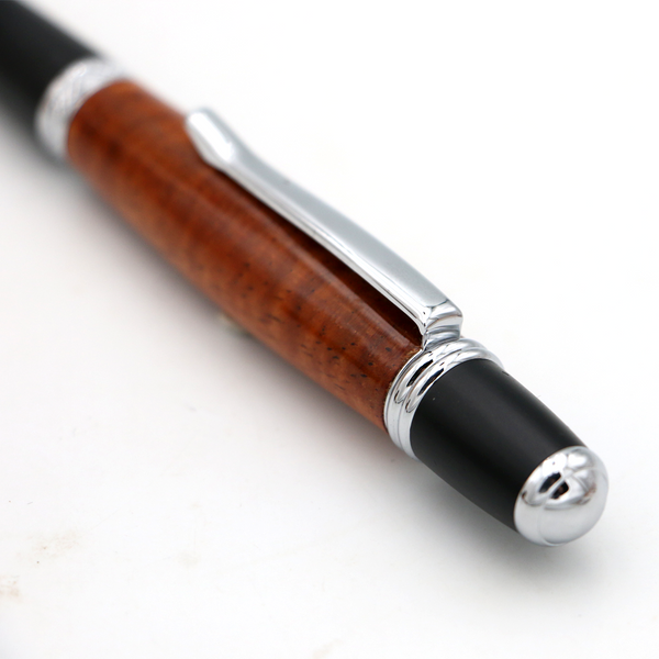 Hawaiiaanse Koa Wood Gatsby Pen - Zilver/Zwart