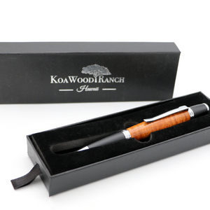 Hawaiian Koa Wood Gatsby Pen - Silver/Black