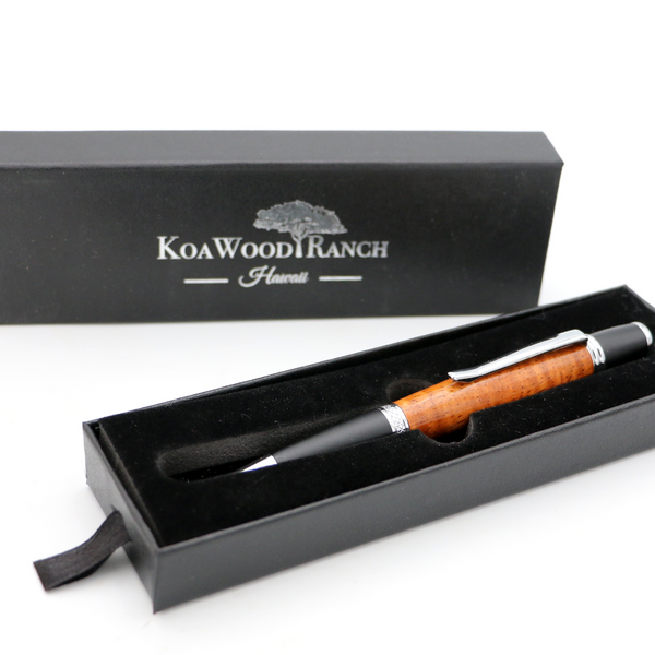 Hawaiiaanse Koa Wood Gatsby Pen - Zilver/Zwart