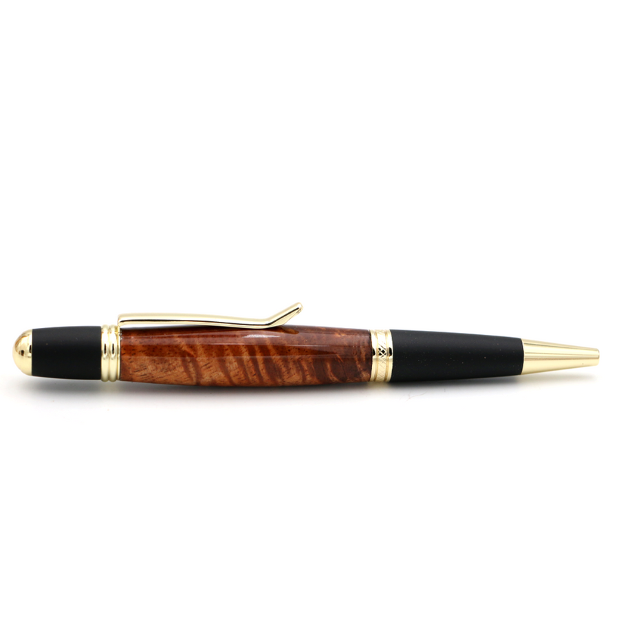 Hawaiian Koa Wood Gatsby Pen - Gold/Black
