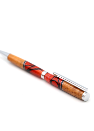 Hawaiian Koa Wood & Red/Black Resin Slimline Pen