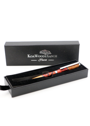 Hawaiian Koa Wood & Red/Black Resin Slimline Pen