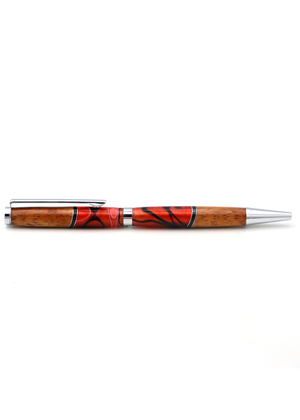 Hawaiian Koa Wood & Red/Black Resin Slimline Pen