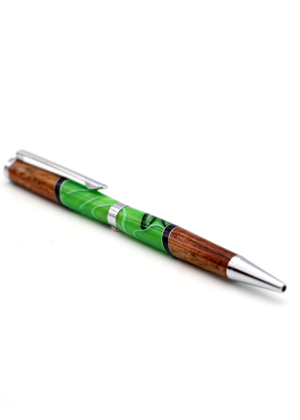 Hawaiian Koa Wood & Green Resin Slimline Pen