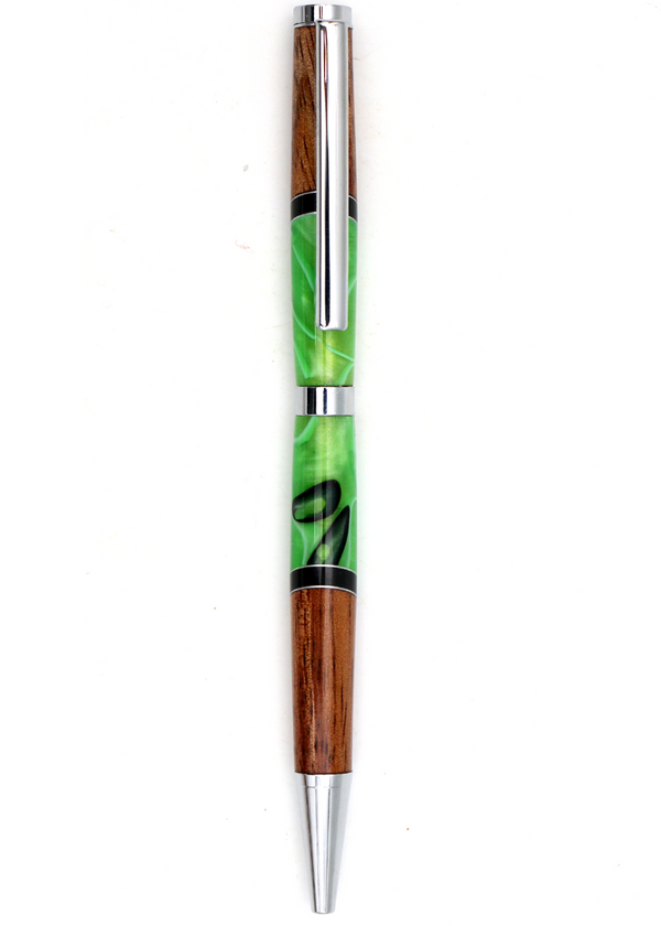 Hawaiian Koa Wood & Green Resin Slimline Pen