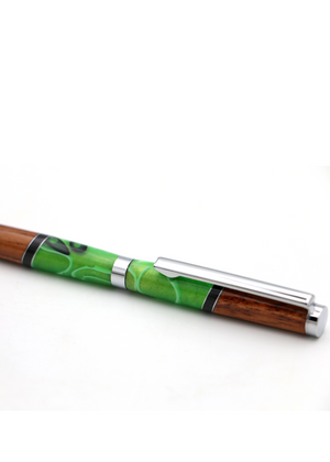 Hawaiian Koa Wood & Green Resin Slimline Pen