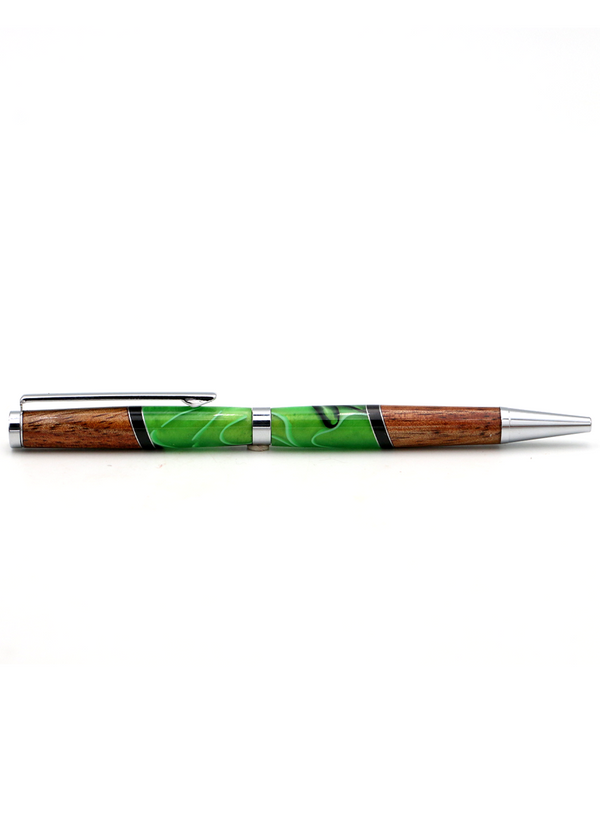 Hawaiian Koa Wood & Green Resin Slimline Pen