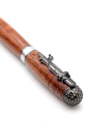 Hawaiian Koa Golf Pen - Gunmetal & Chrome Accent