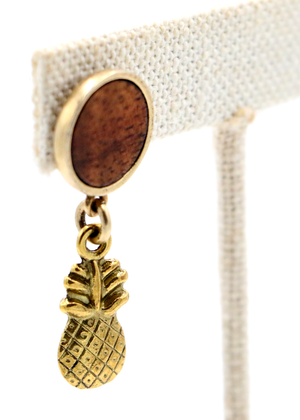 Koa Wood Post with Pineapple Earrings