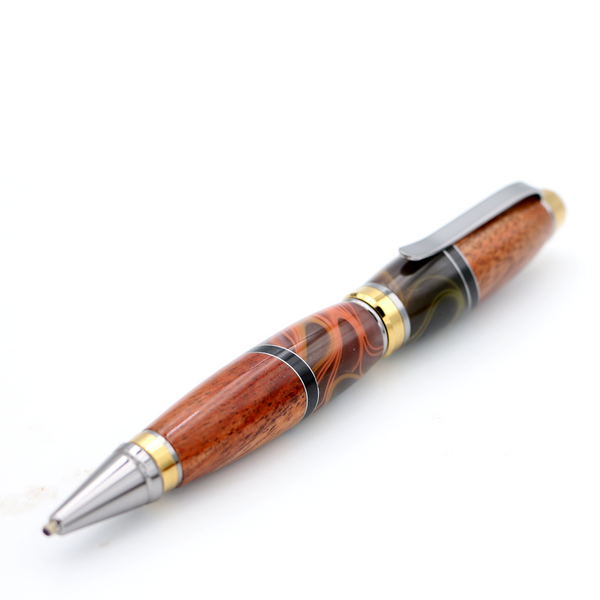 Hawaiian Koa and Rust Gray Swirl Resin Cigar Pen