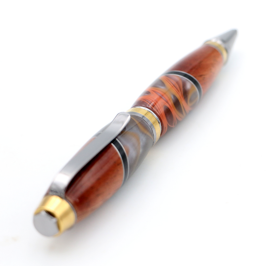 Hawaiian Koa and Rust Gray Swirl Resin Cigar Pen