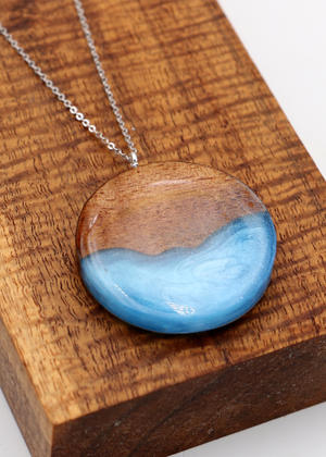 Koa Wood and Resin Circle Pendant