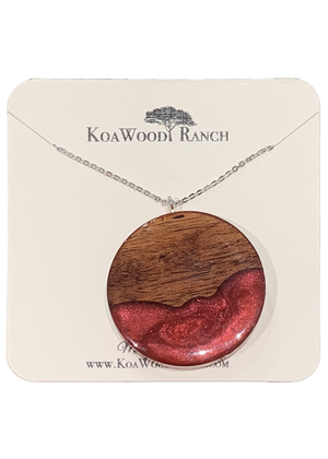Koa Wood and Resin Circle Pendant