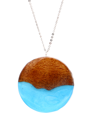 Koa Wood and Resin Circle Pendant
