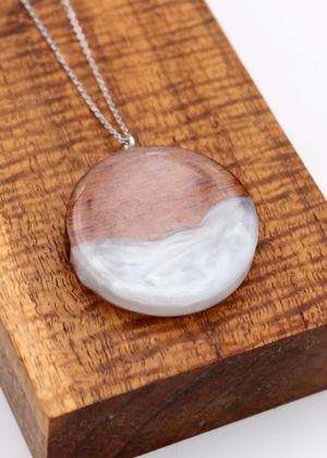 Koa Wood and Resin Circle Pendant