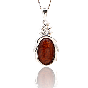 Pineapple Sterling Silver Koa Inlay Pendant