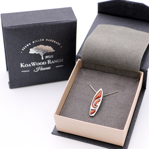 Surfboard Sterling Silver Koa Inlay Pendant
