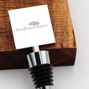 Koa Wood and Resin Square Bottle Stopper - Aqua