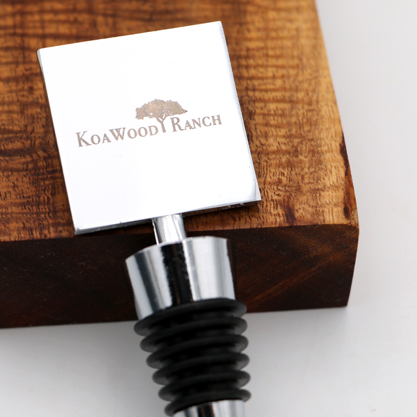 Koa Wood and Resin Square Bottle Stopper - Red