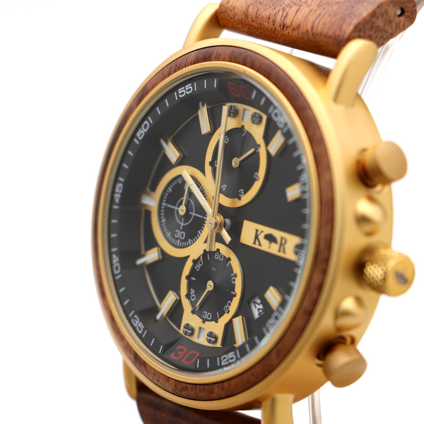 Sunrise Koa Watch - Hawaiian Koa Wood and Steel Watch