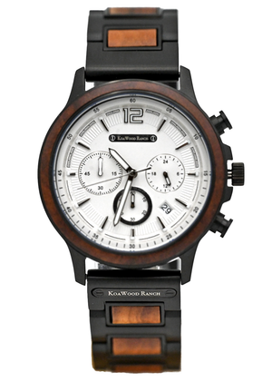 Ikaika - Hawaiian Koa and Black Stainless Steel Watch